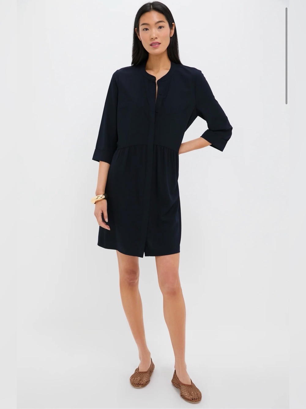 Tuckernuck Navy Crepe Royal Shirt Dress
